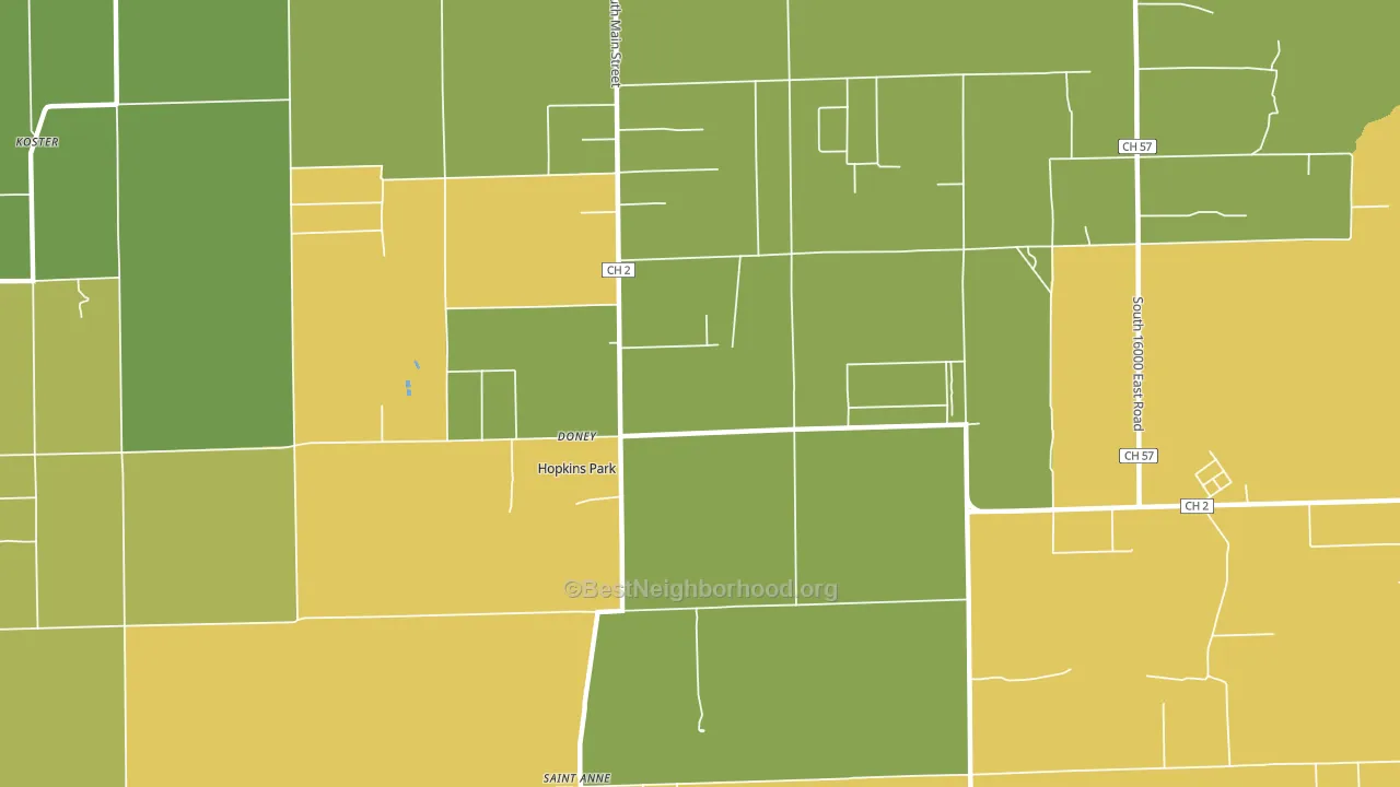 Hopkins Park, IL block-group voter-turnout map