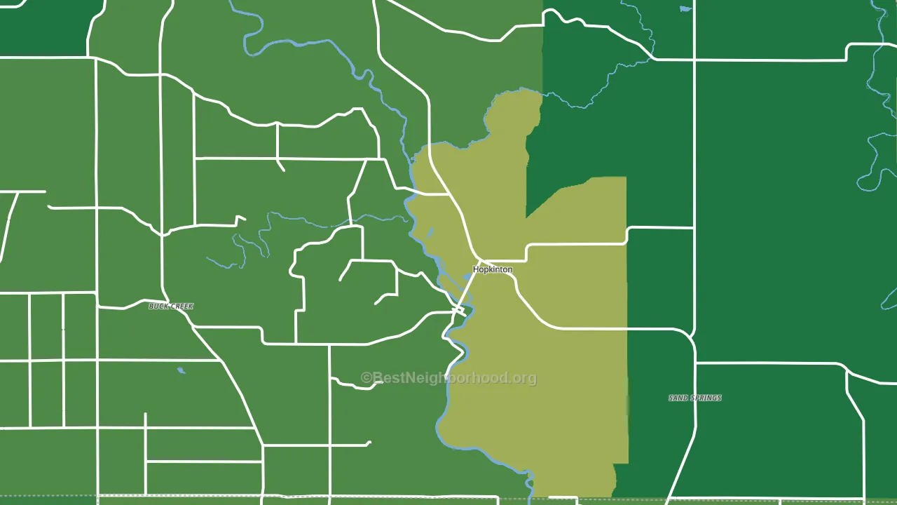 Hopkinton, IA block-group voter-turnout map
