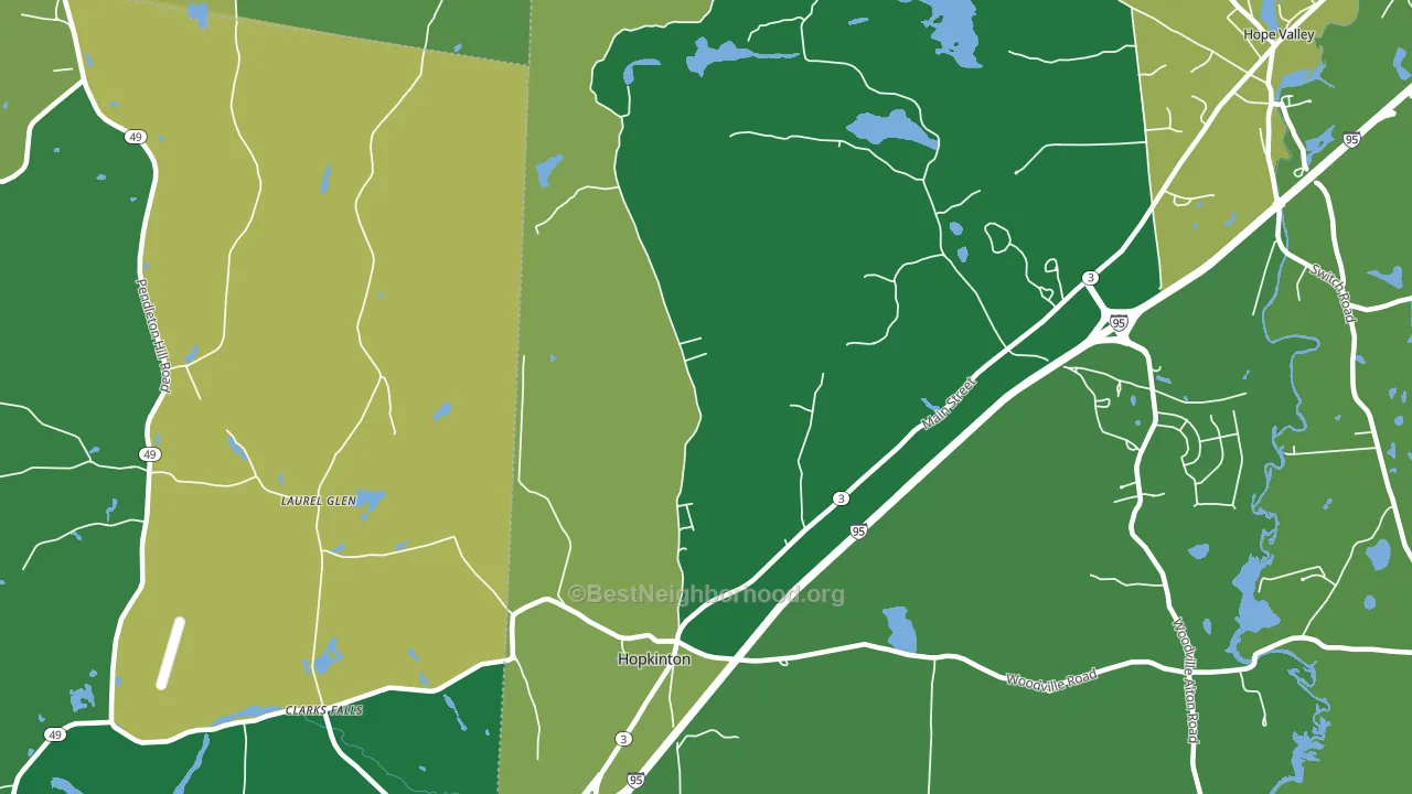 Hopkinton, RI block-group voter-turnout map