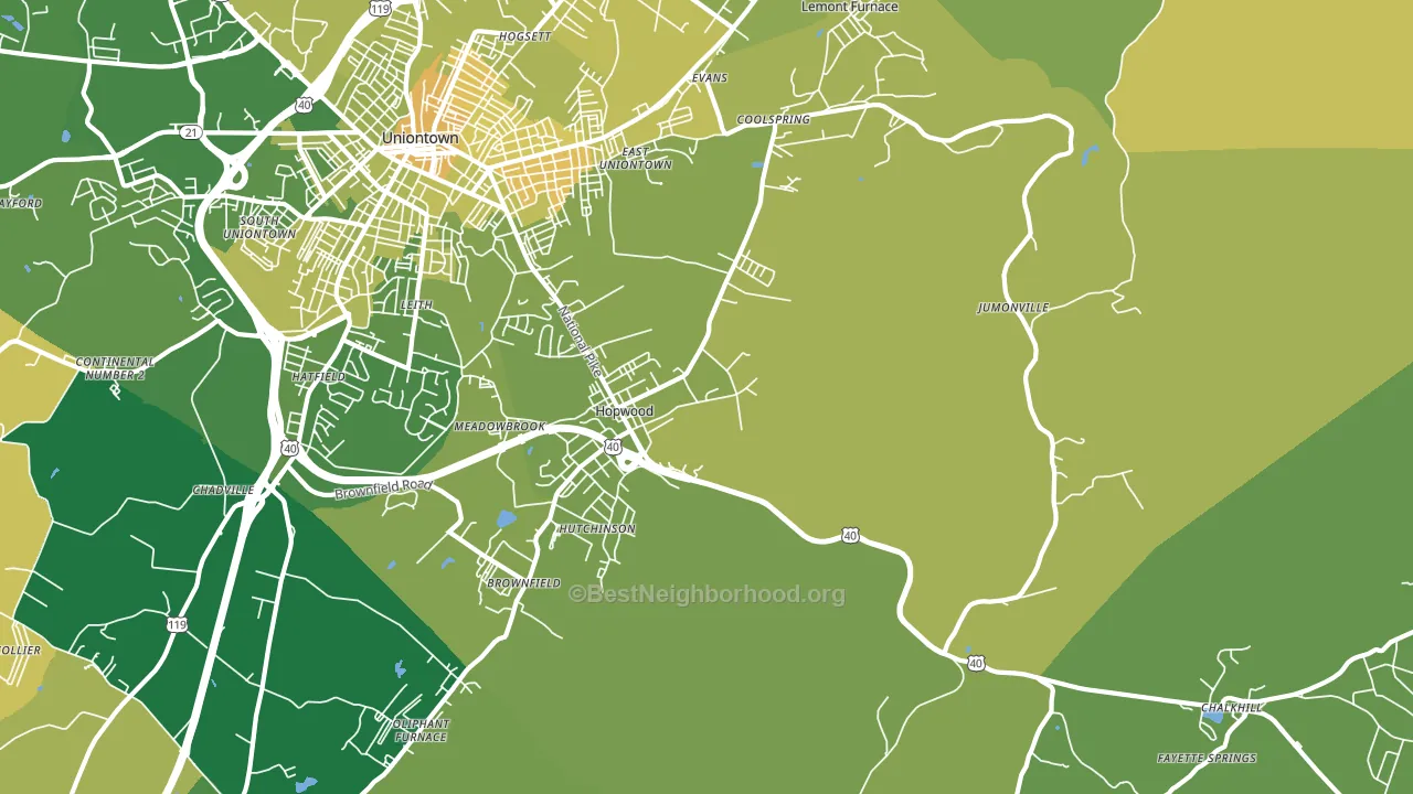 Hopwood, PA block-group voter-turnout map