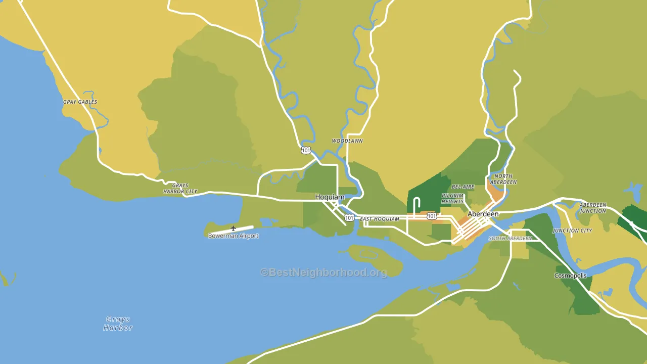 Hoquiam, WA block-group voter-turnout map