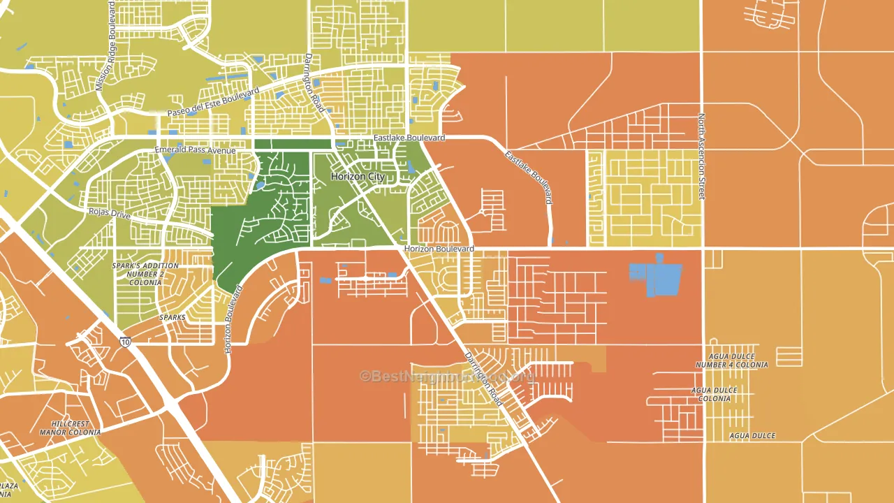 Horizon City, TX block-group voter-turnout map