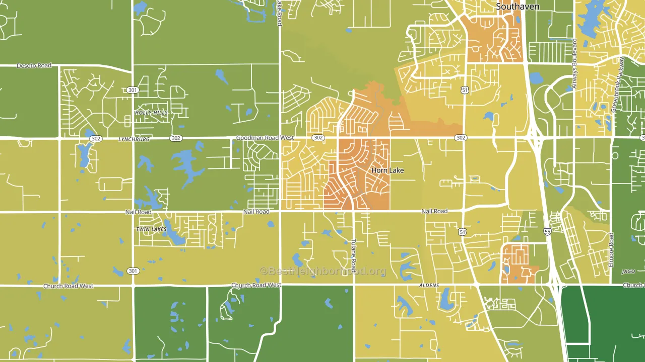 Horn Lake, MS block-group voter-turnout map