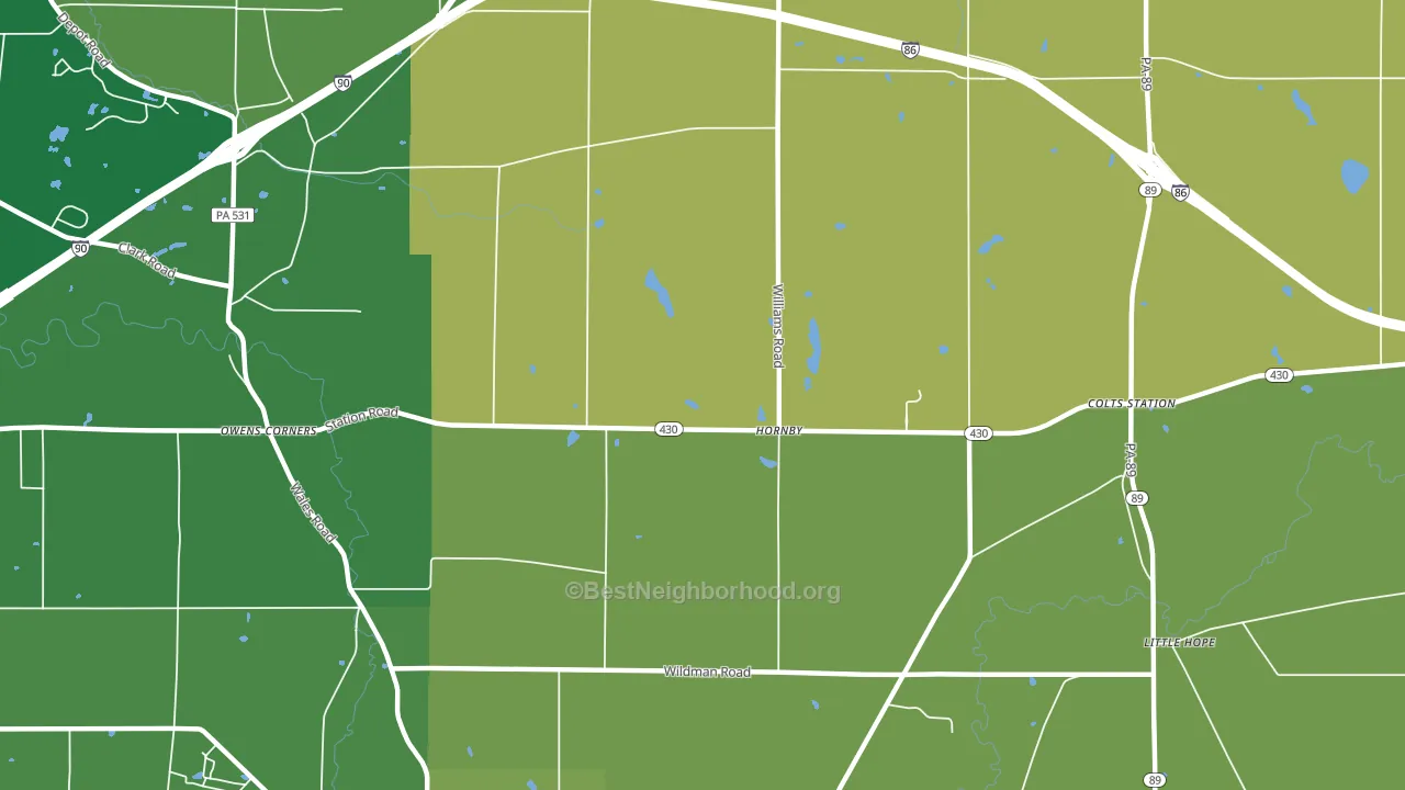 Hornby, PA block-group voter-turnout map