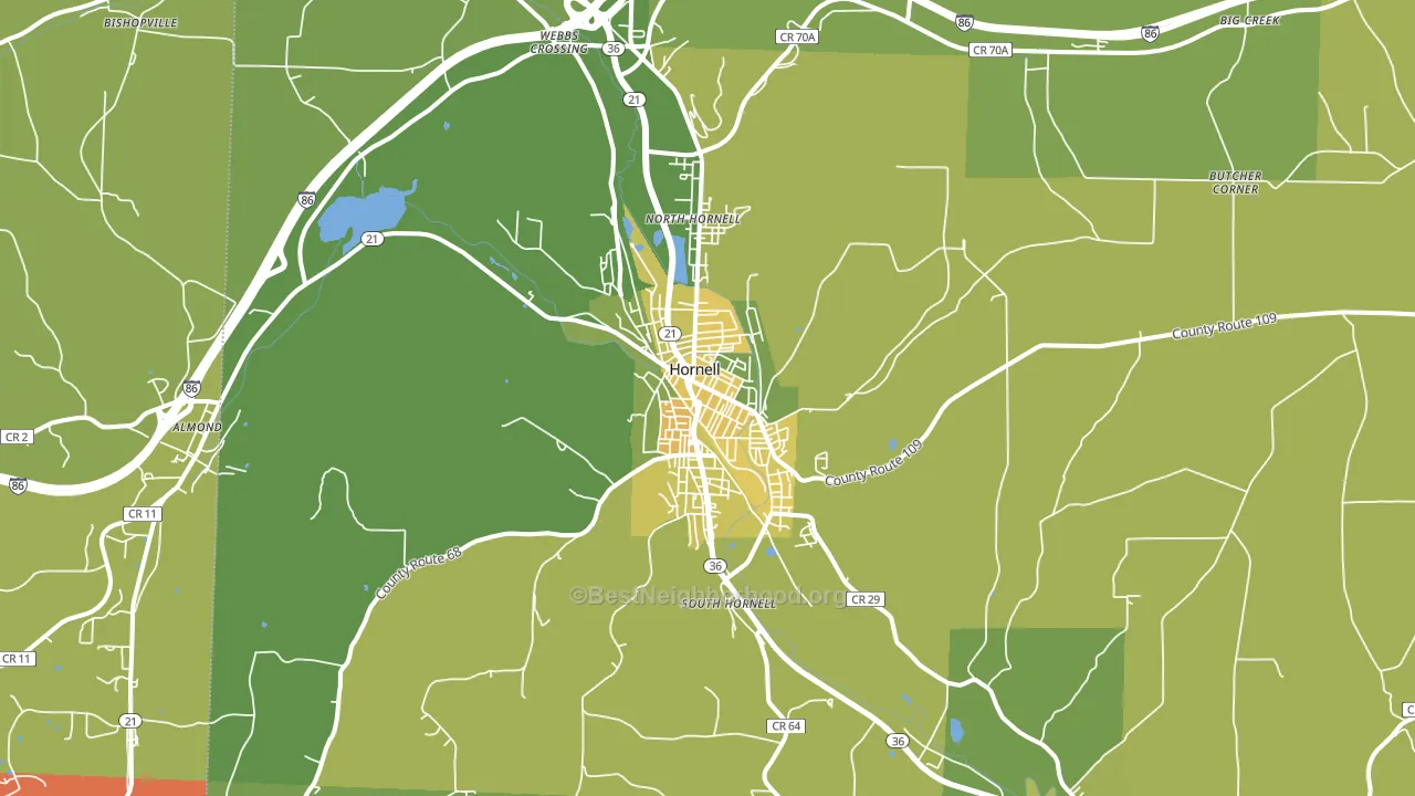 Hornell, NY block-group voter-turnout map