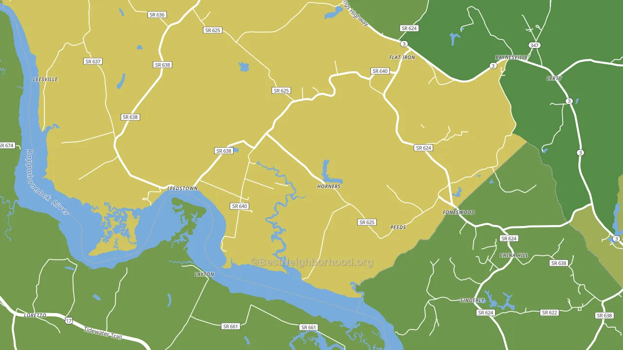 Horners, VA block-group voter-turnout map