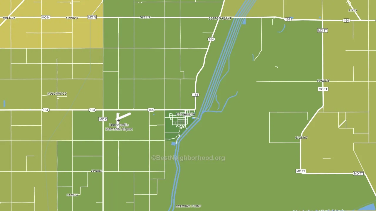 Hornersville, MO block-group voter-turnout map