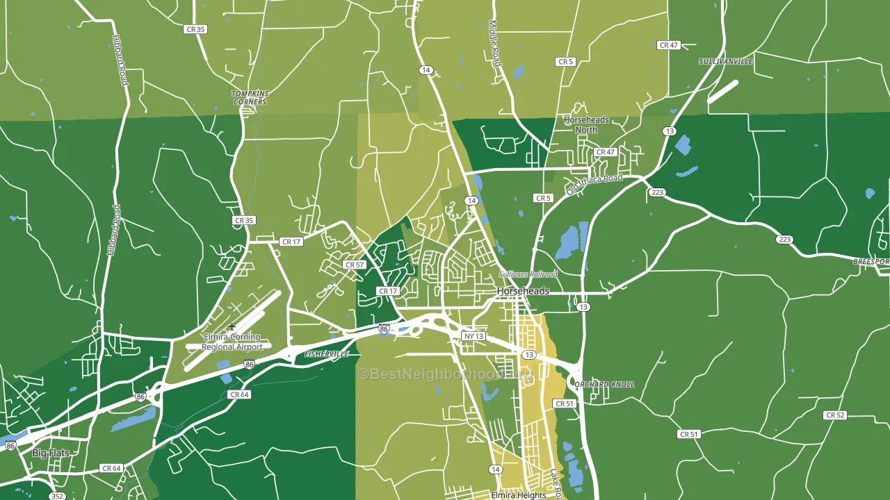 Horseheads, NY block-group voter-turnout map