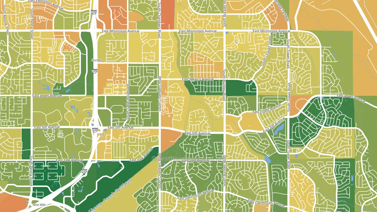 Horseshoe Park, Aurora, CO block-group voter-turnout map