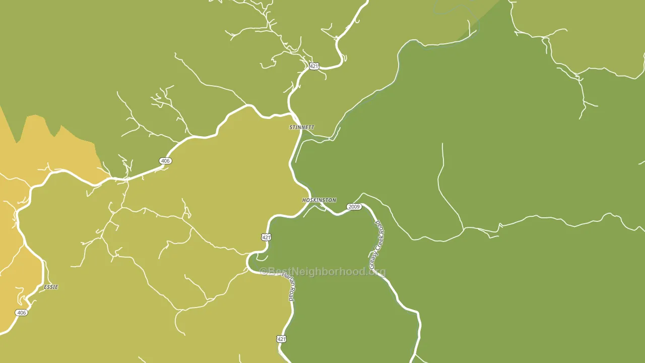 Hoskinston, KY block-group voter-turnout map