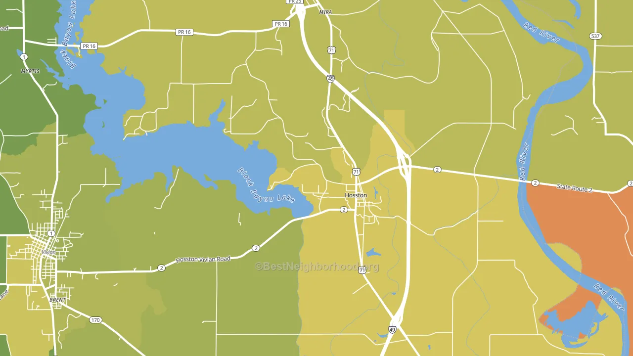 Hosston, LA block-group voter-turnout map