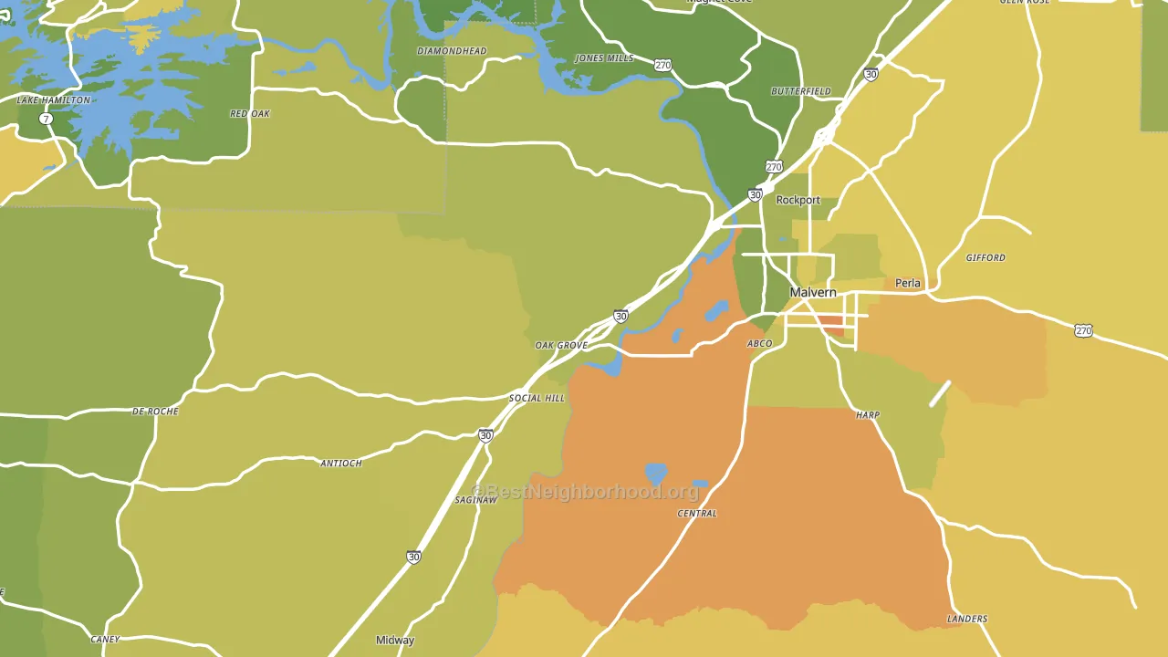 Hot Spring County, AR block-group voter-turnout map