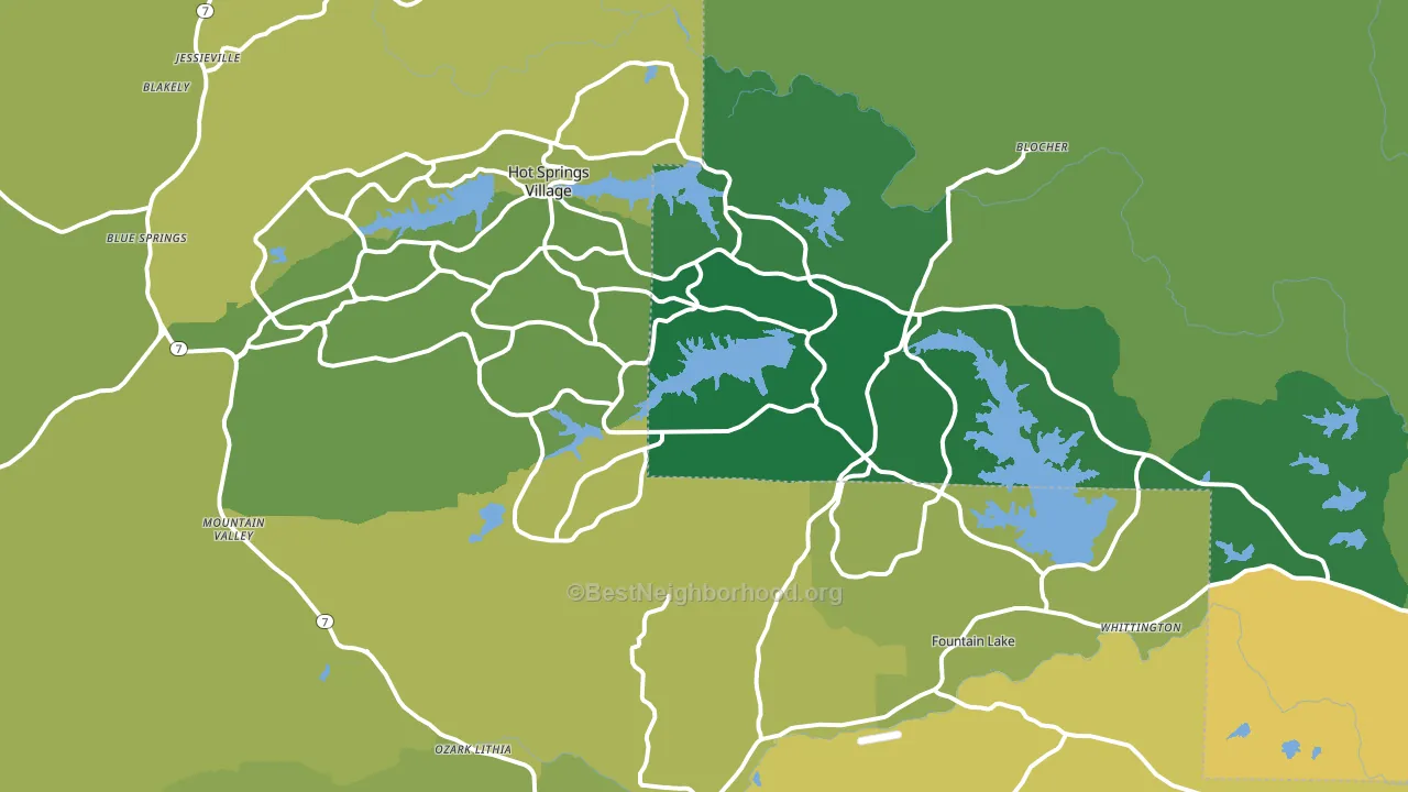 Hot Springs Village, AR block-group voter-turnout map