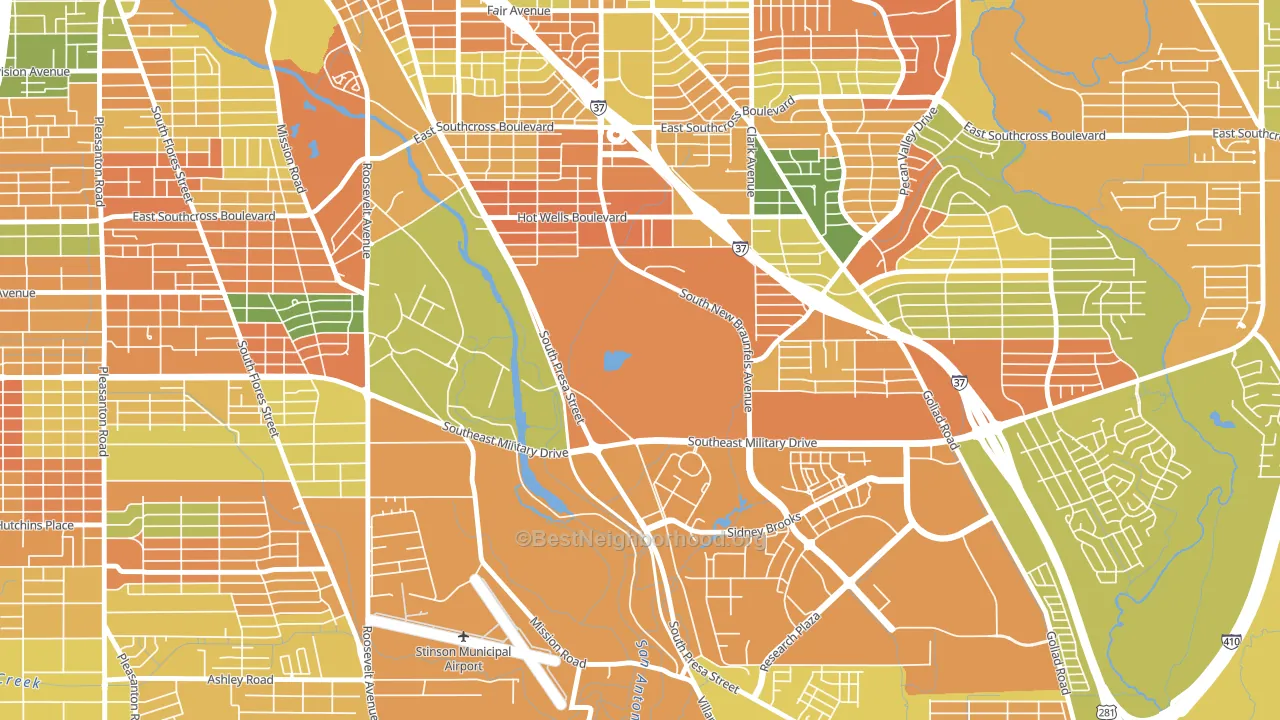 Hot Wells, San Antonio, TX block-group voter-turnout map