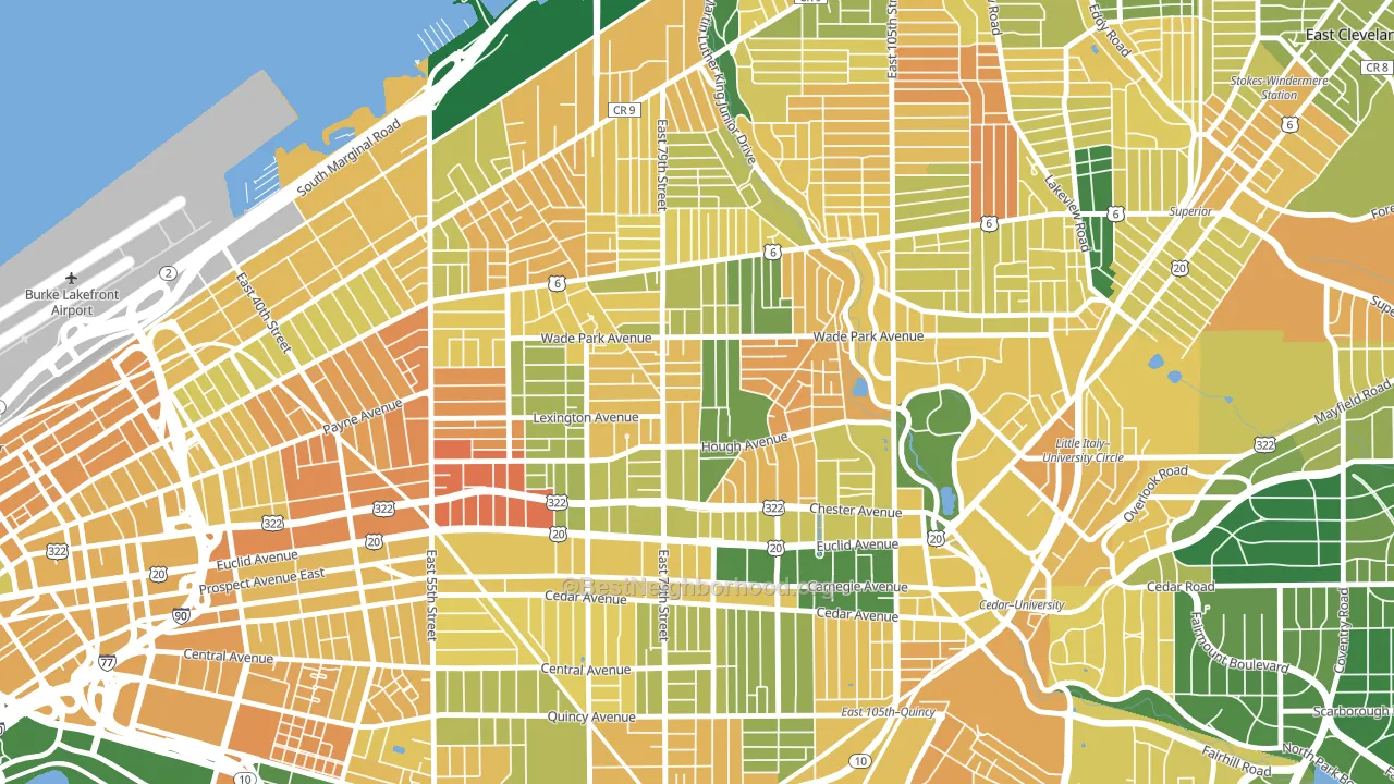 Hough, Cleveland, OH block-group voter-turnout map