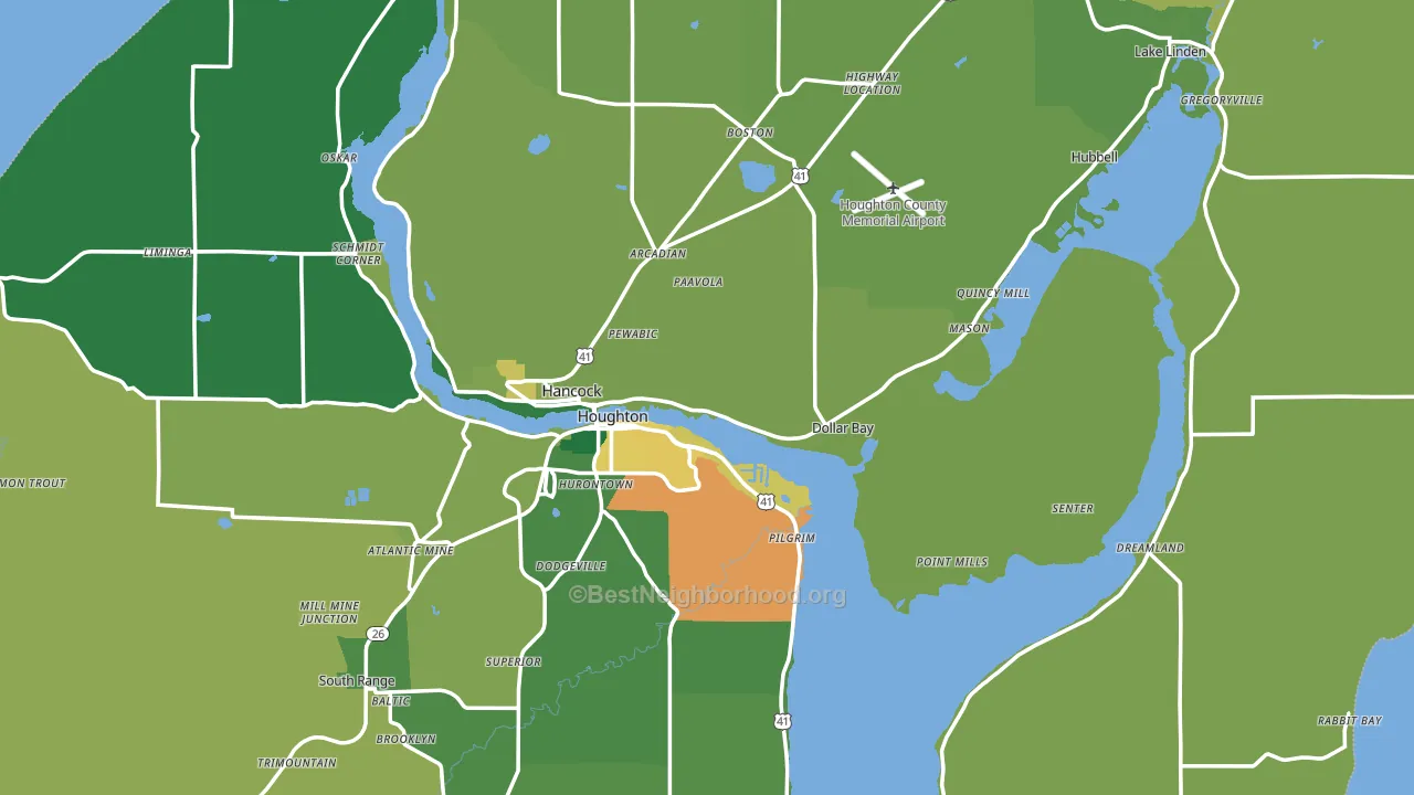 Houghton County, MI block-group voter-turnout map