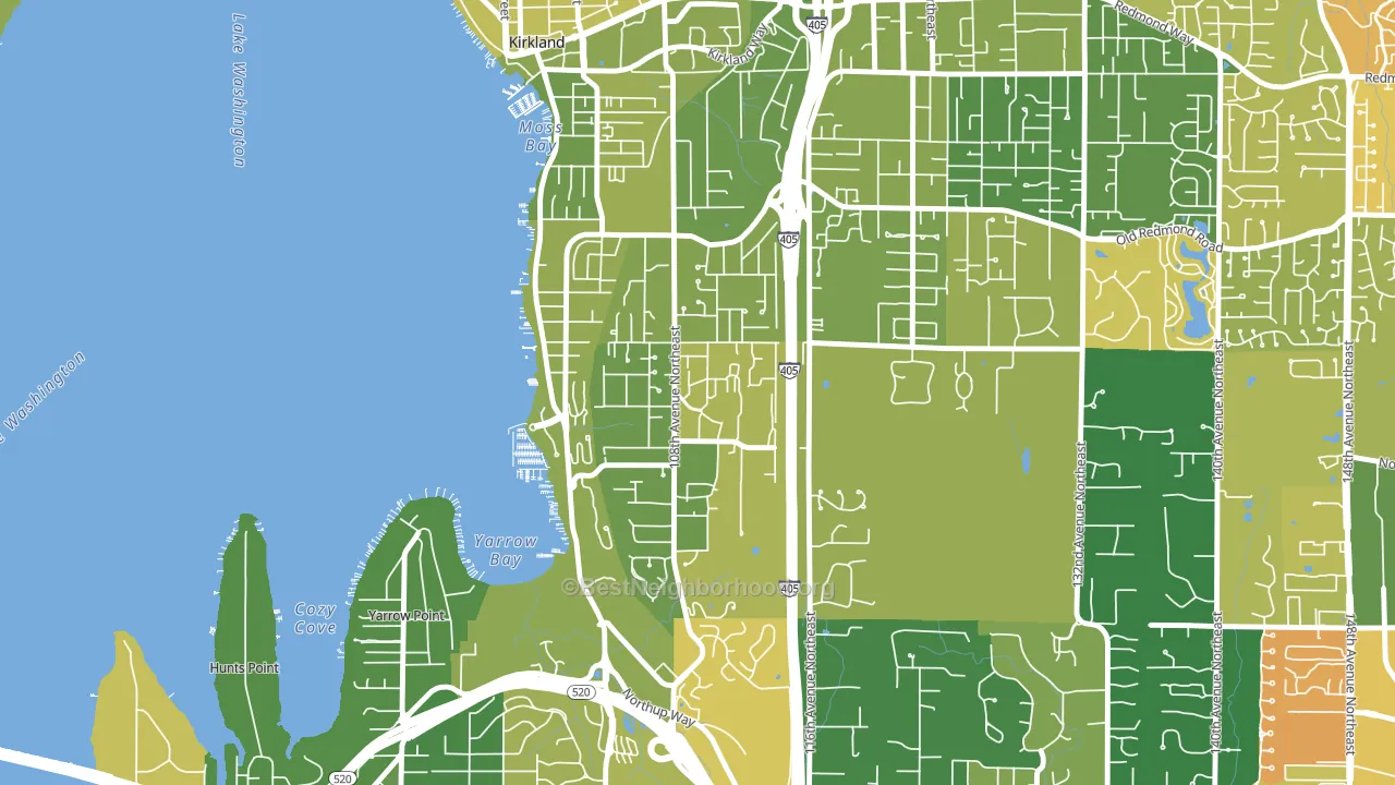 Houghton, Kirkland, WA block-group voter-turnout map