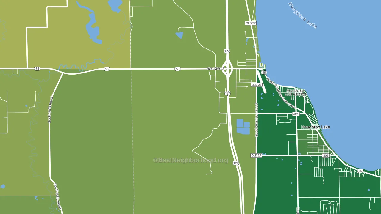 Houghton Lake Heights, MI block-group voter-turnout map