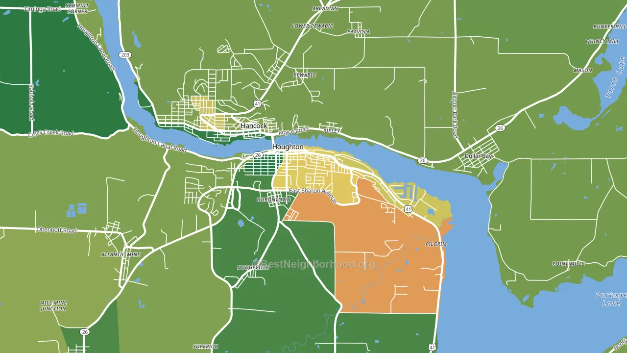 Houghton, MI block-group voter-turnout map