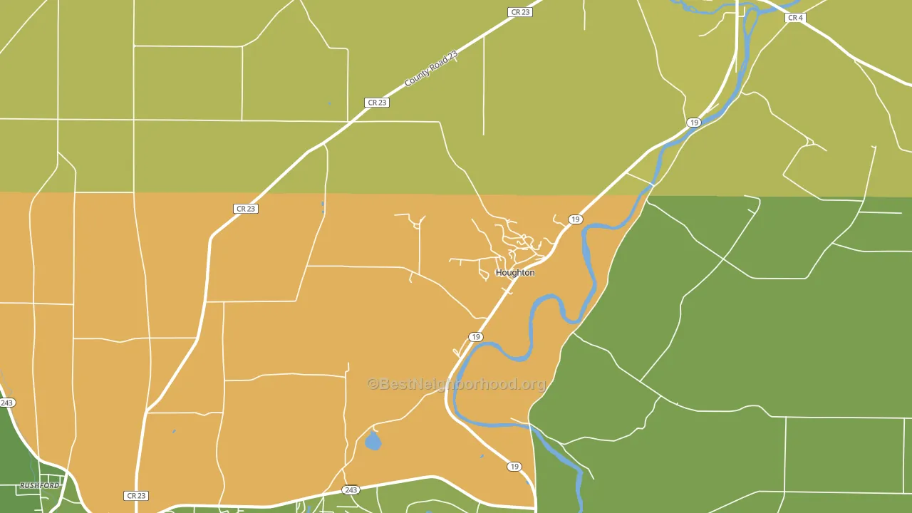 Houghton, NY block-group voter-turnout map