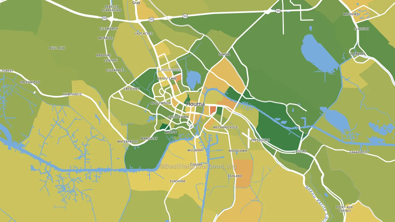 Houma, LA block-group voter-turnout map
