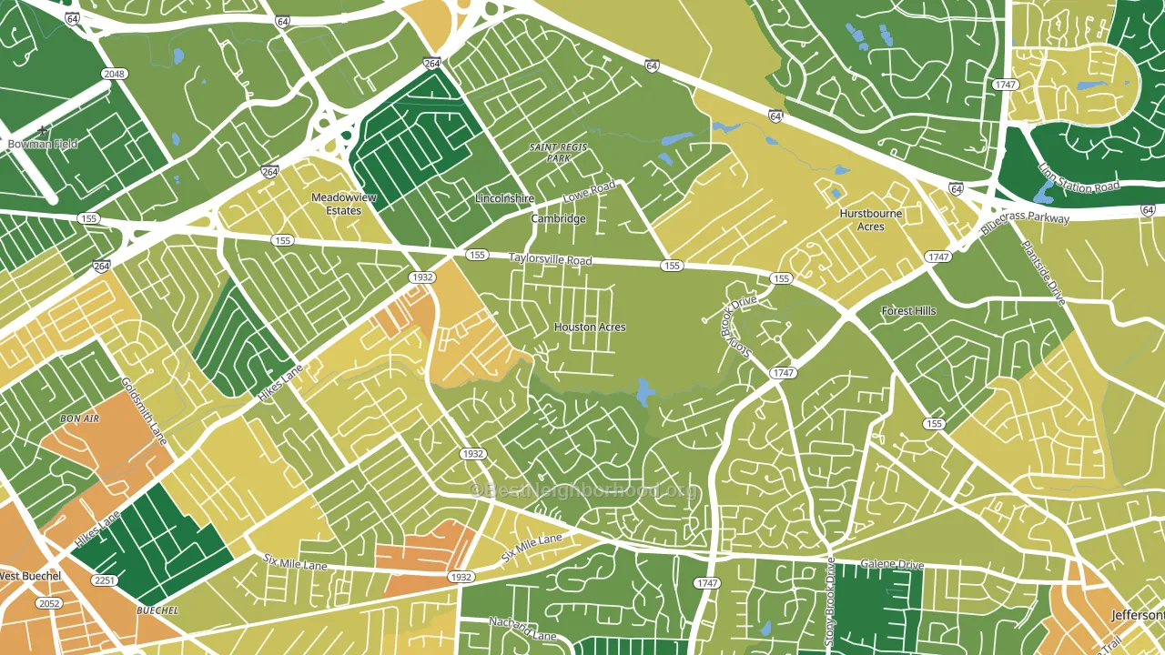 Houston Acres, KY block-group voter-turnout map
