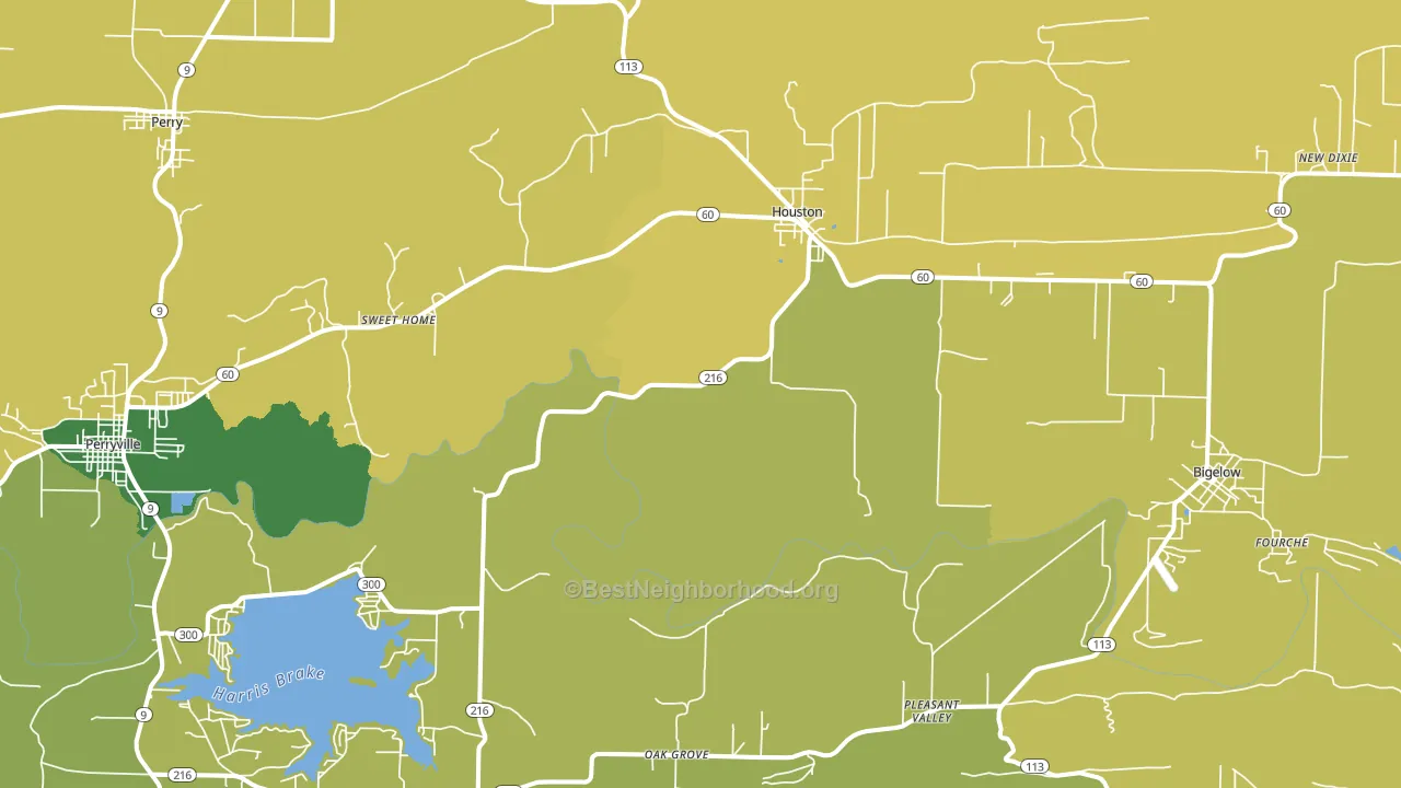 Houston, AR block-group voter-turnout map