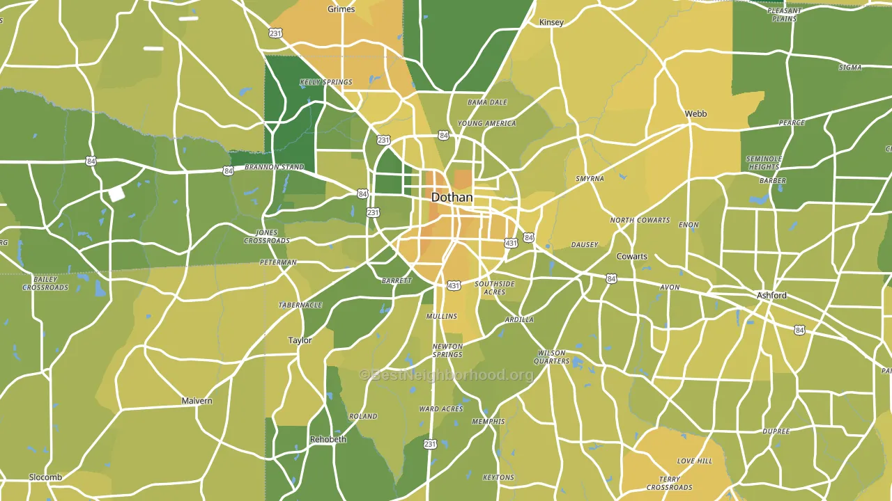 Houston County, AL block-group voter-turnout map