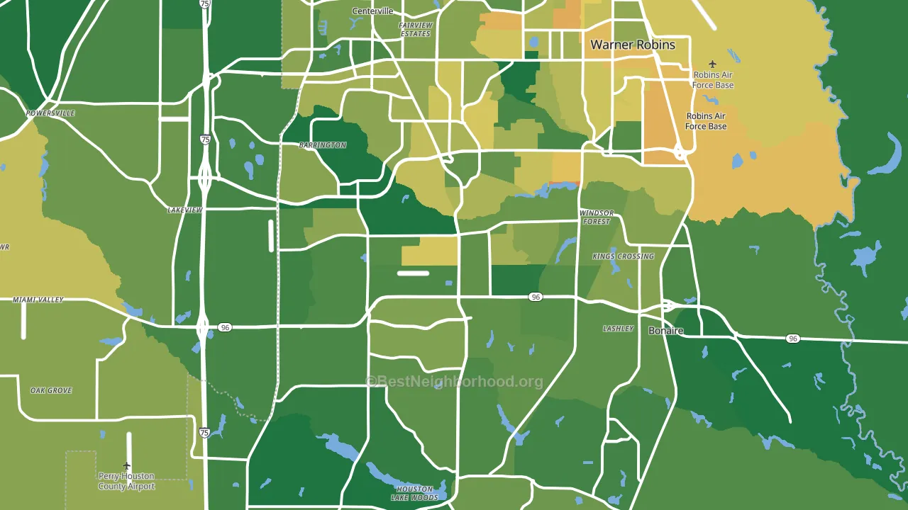Houston County, GA block-group voter-turnout map
