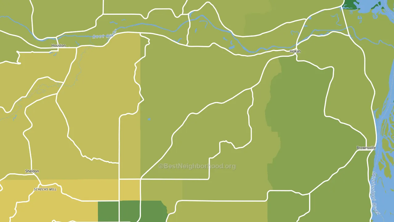 Houston County, MN block-group voter-turnout map