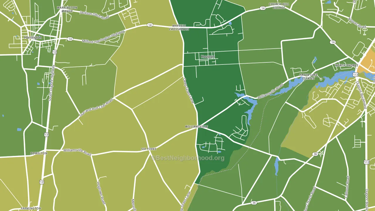 Houston, DE block-group voter-turnout map