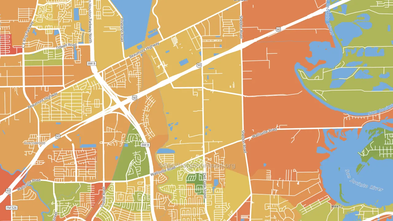 Houston Farms, Houston, TX block-group voter-turnout map