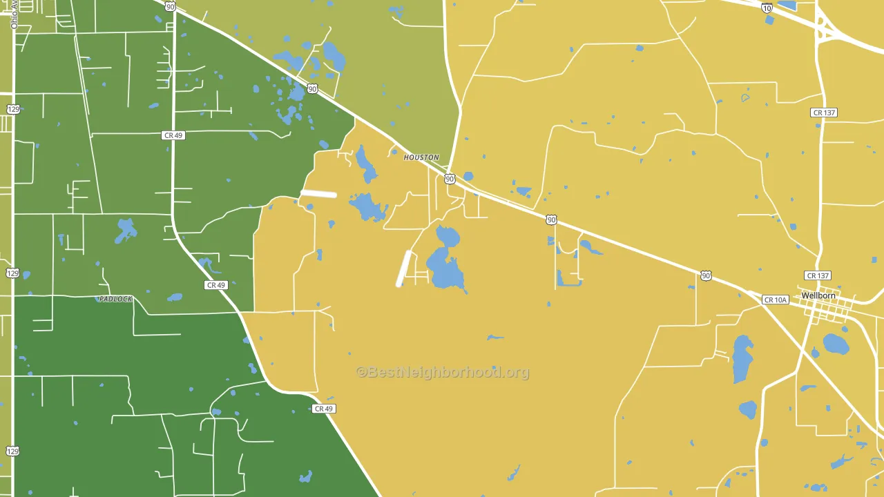 Houston, FL block-group voter-turnout map