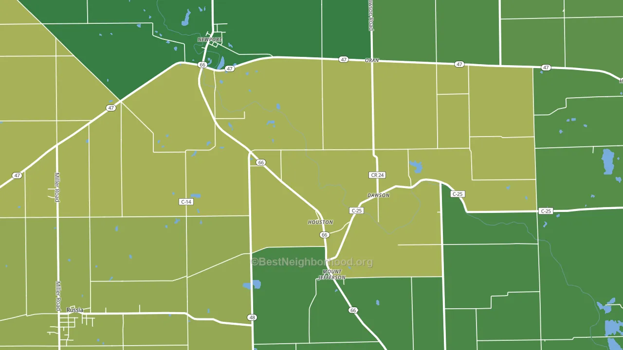 Houston, OH block-group voter-turnout map