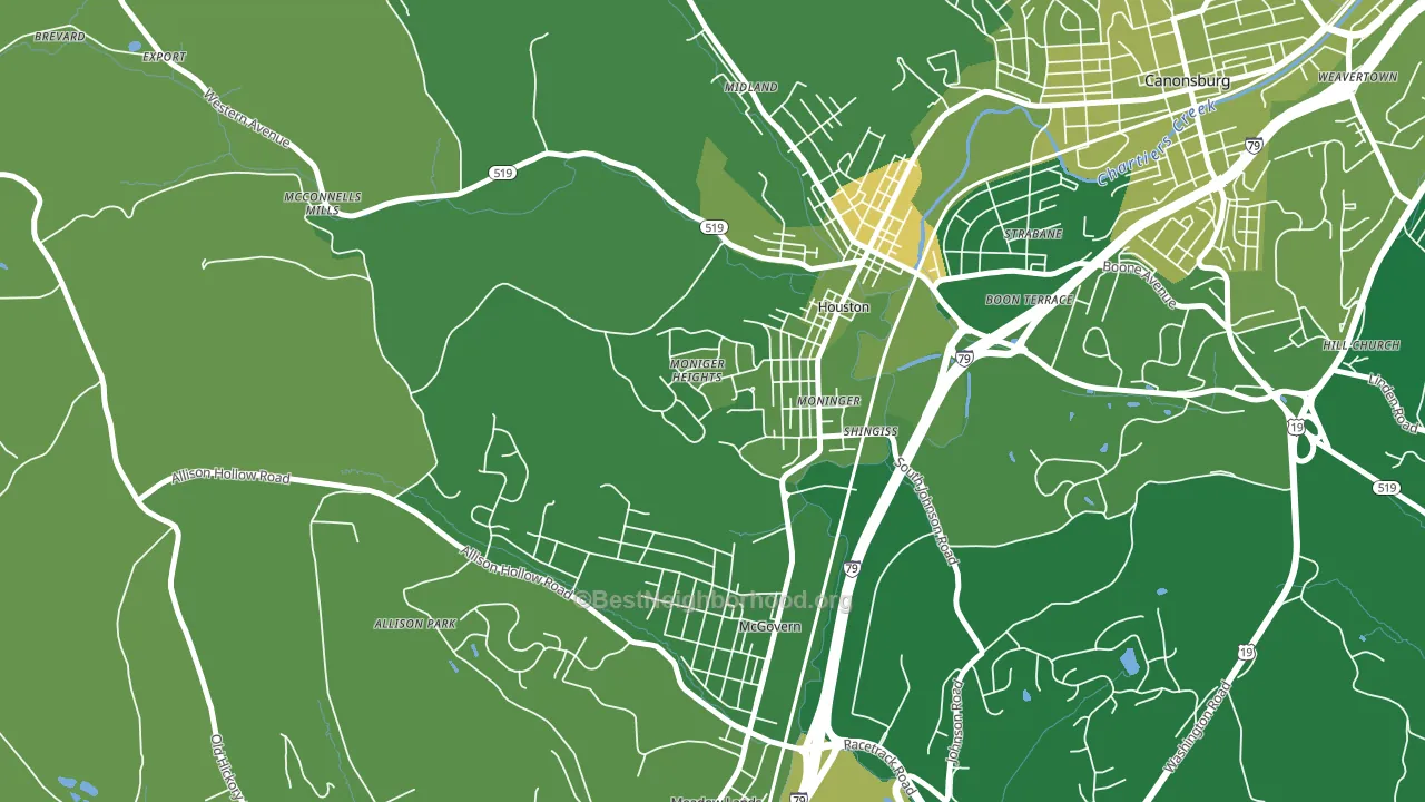 Houston, PA block-group voter-turnout map