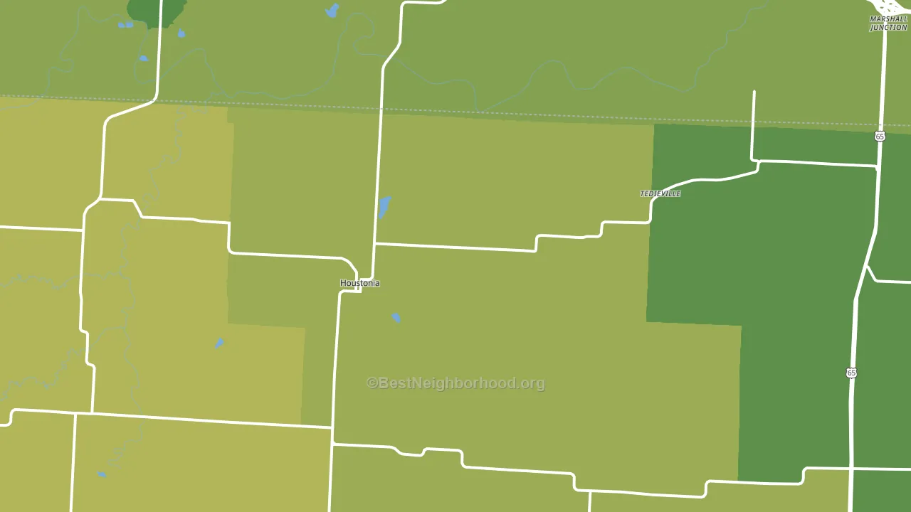 Houstonia, MO block-group voter-turnout map