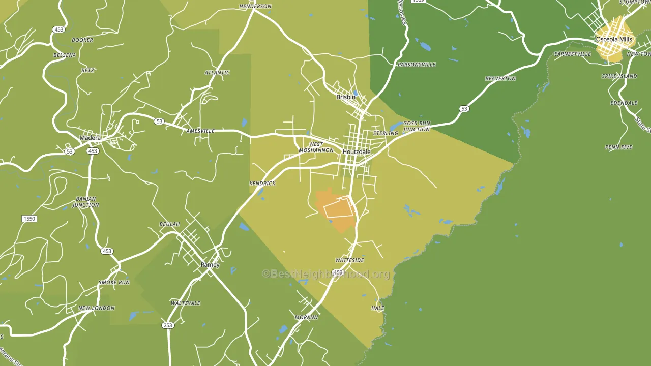 Houtzdale, PA block-group voter-turnout map
