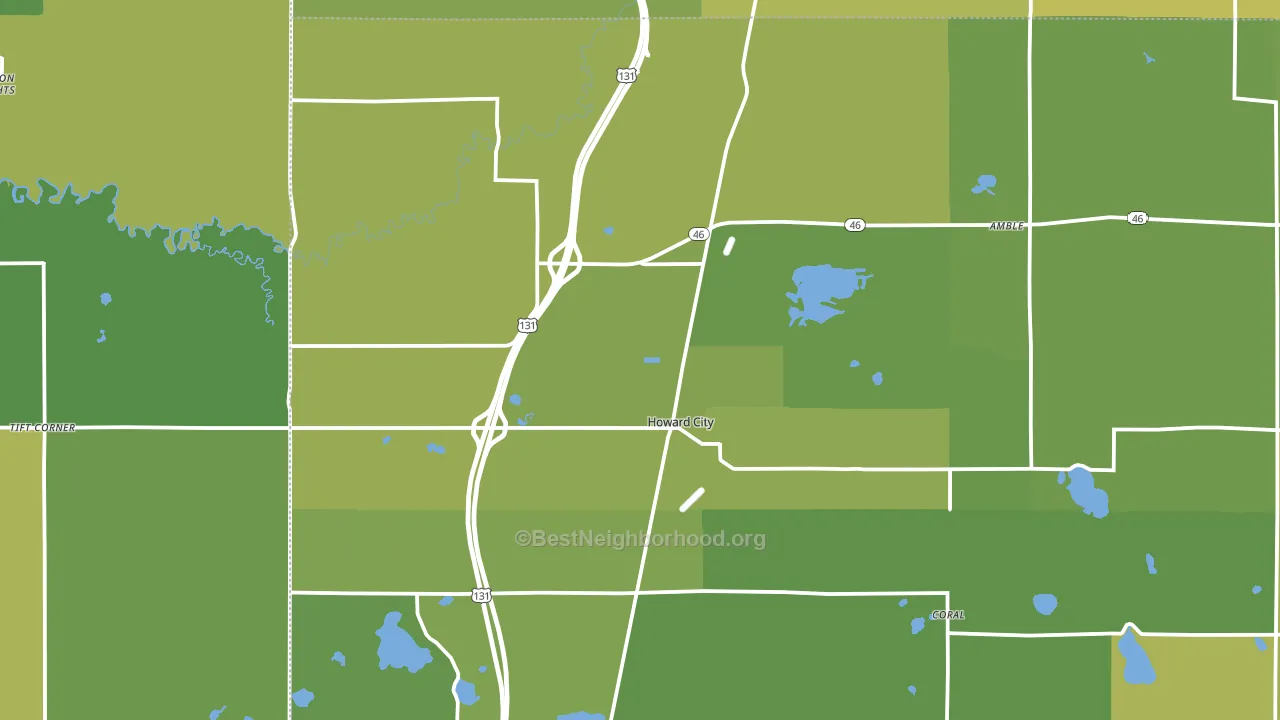 Howard City, MI block-group voter-turnout map