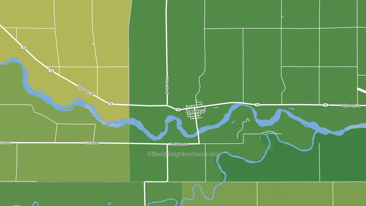 Howard City, NE block-group voter-turnout map