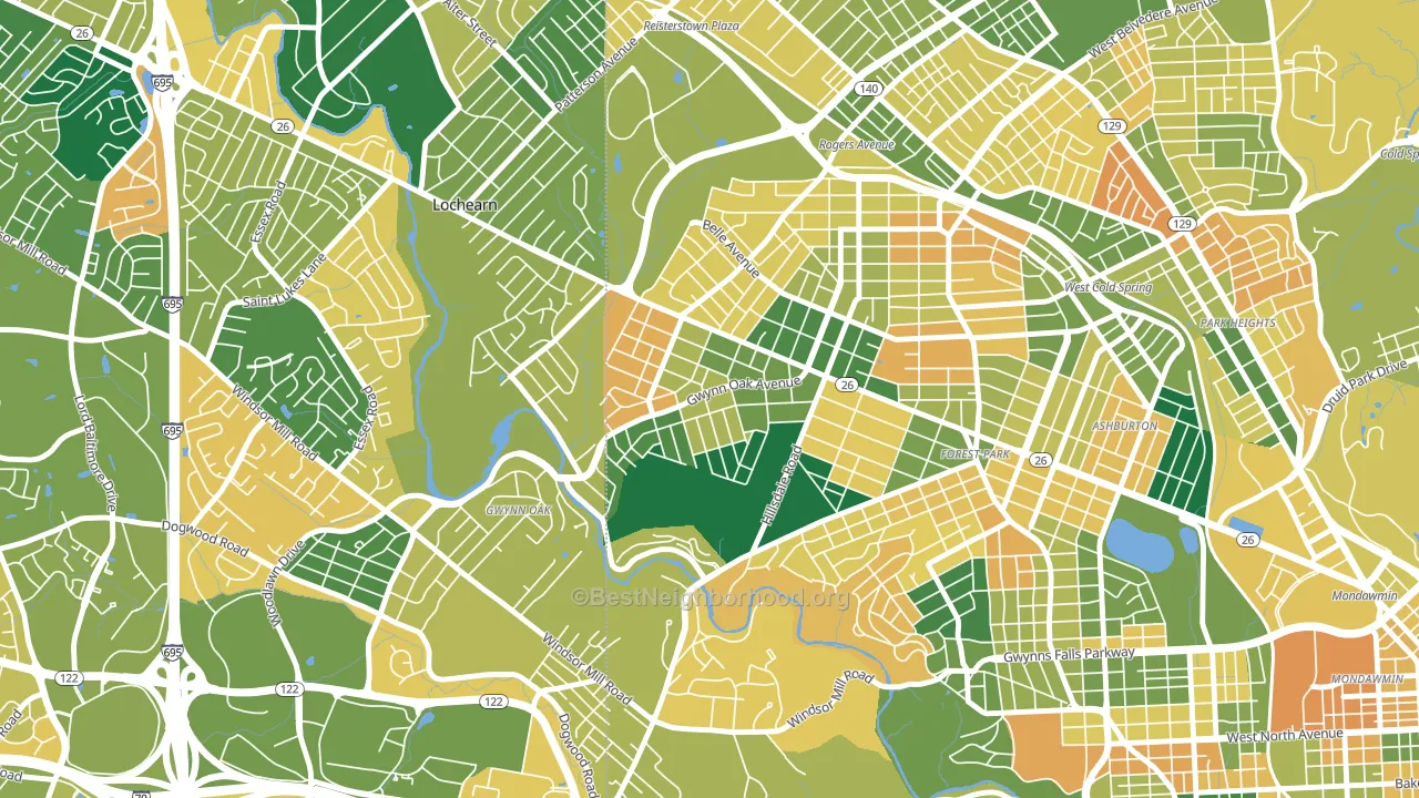 Howard Park, Gwynn Oak, MD block-group voter-turnout map