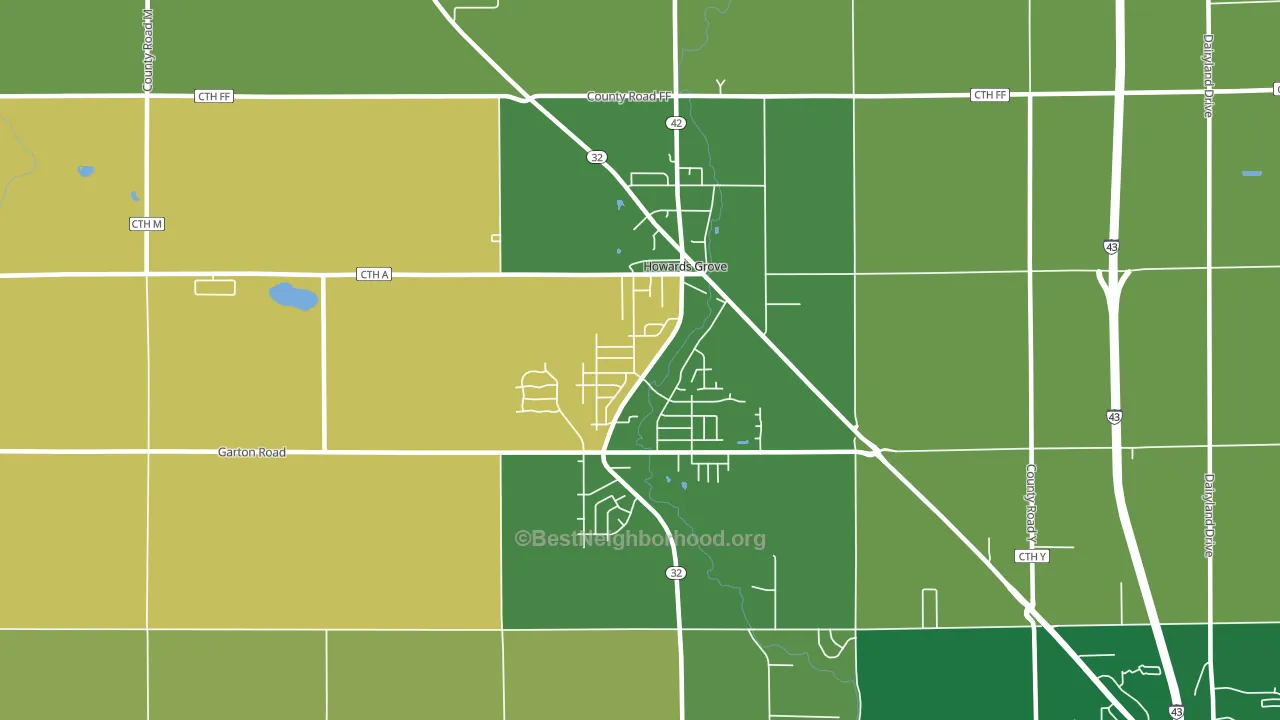 Howards Grove, WI block-group voter-turnout map