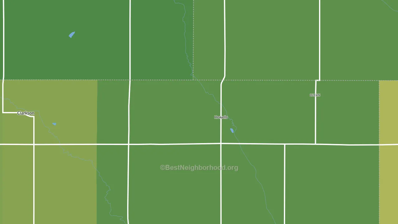 Howells, NE block-group voter-turnout map