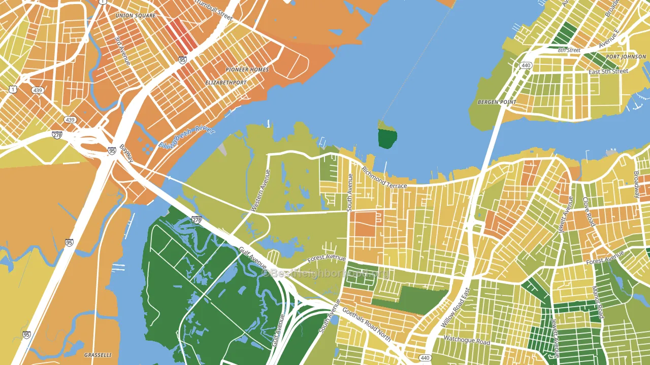 Howland Hook, Staten Island, NY block-group voter-turnout map