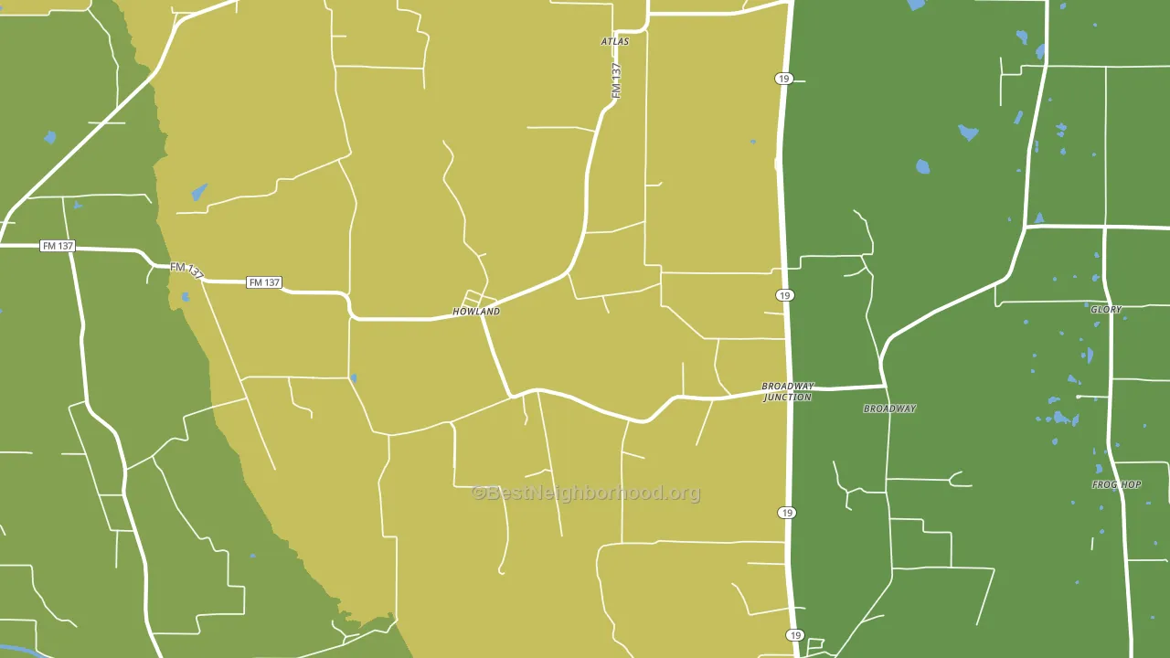 Howland, TX block-group voter-turnout map