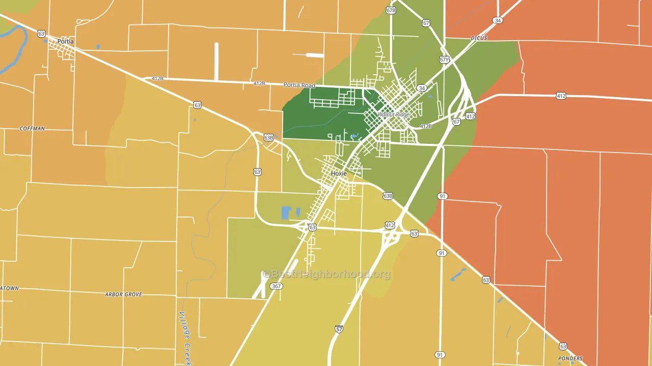 Hoxie, AR block-group voter-turnout map