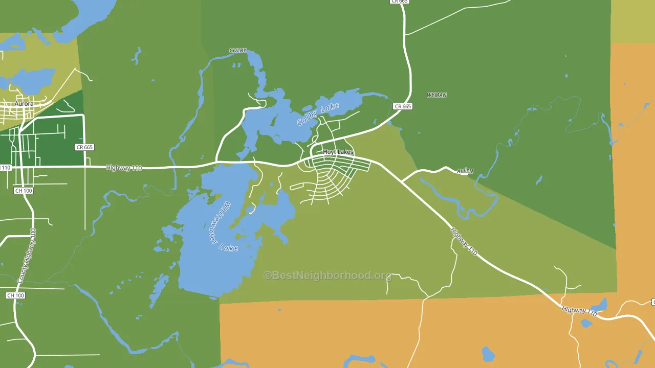 Hoyt Lakes, MN block-group voter-turnout map