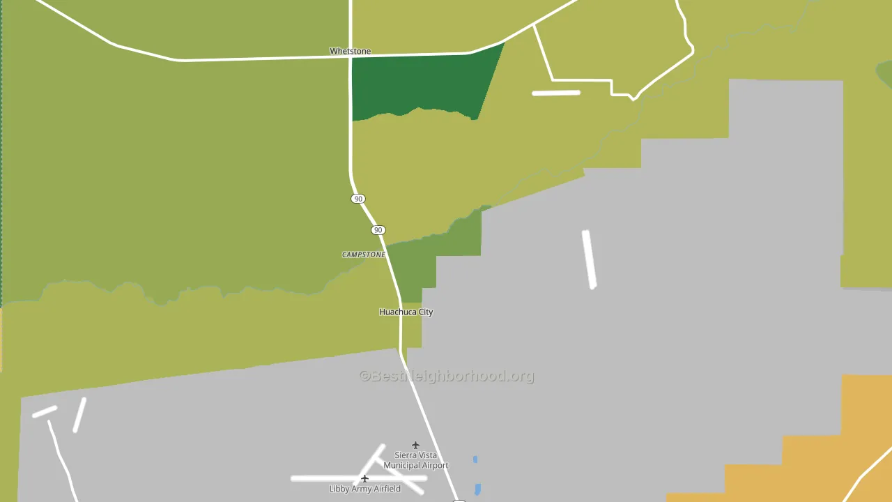 Huachuca City, AZ block-group voter-turnout map