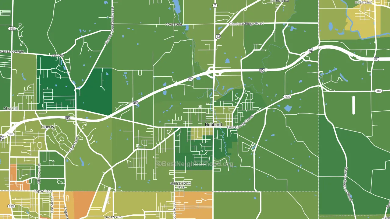 Hubbard, OH block-group voter-turnout map