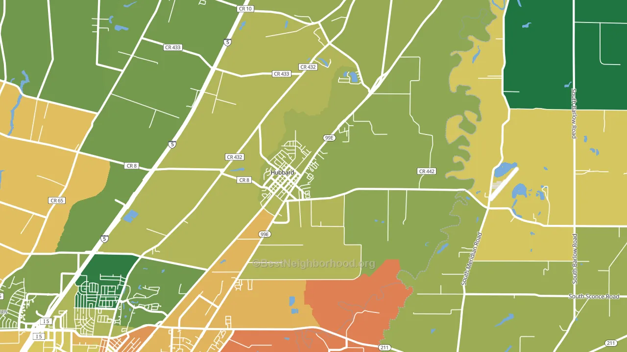 Hubbard, OR block-group voter-turnout map