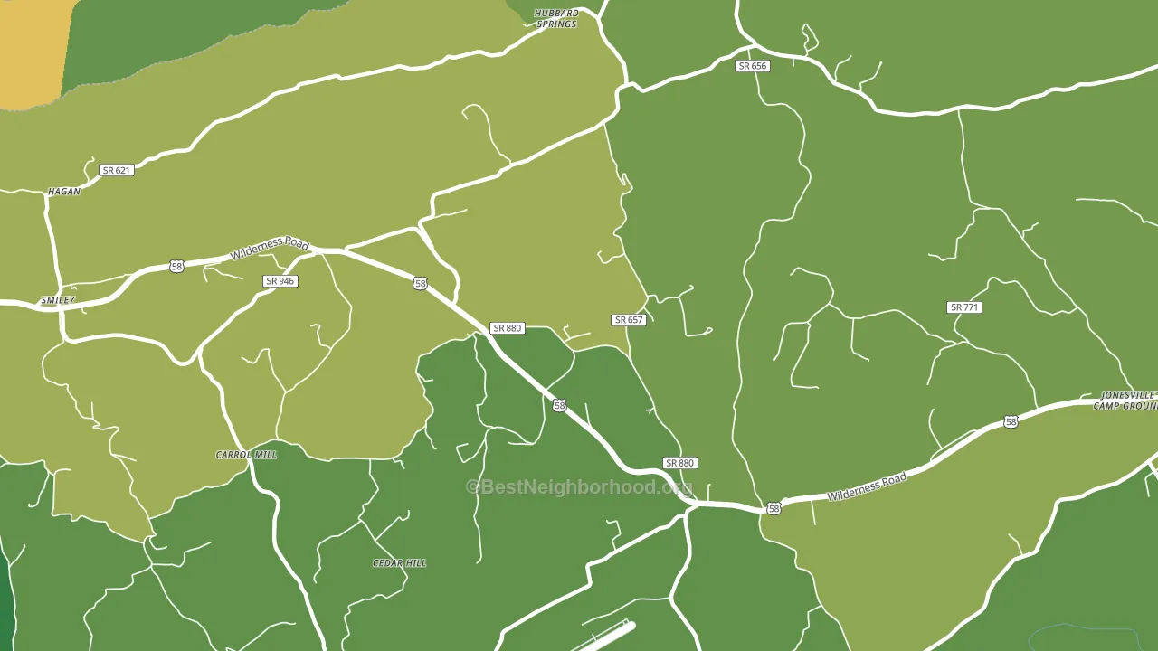 Hubbard Springs, VA block-group voter-turnout map